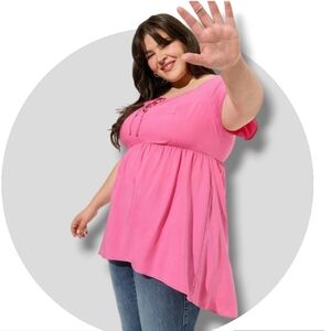 NWT Torrid Pink Challis Hi-Low Top sz X1